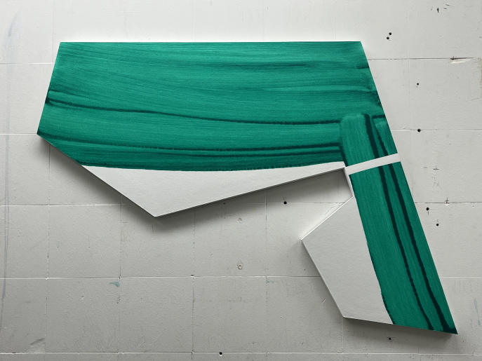 ohne titel, Malstudie auf unregelmässiger Fläche, 2020 bis 2025 - 2